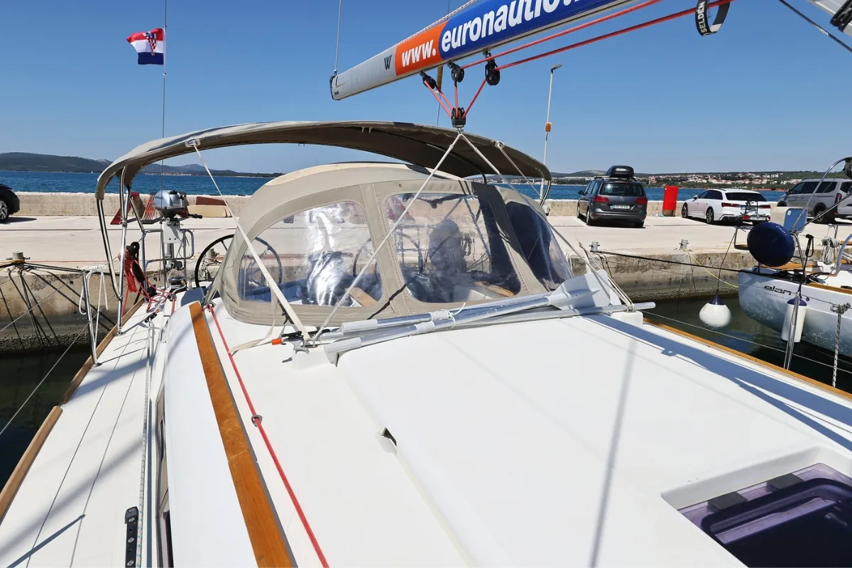 Eol, a Jeanneau Sun Odyssey 389 sailboat at Biograd na Moru, Croatia