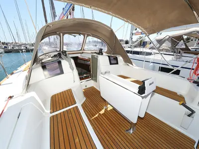 Eol, a Jeanneau Sun Odyssey 389 sailboat at Biograd na Moru, Croatia
