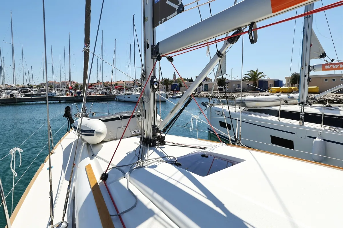 Eol, a Jeanneau Sun Odyssey 389 sailboat at Biograd na Moru, Croatia