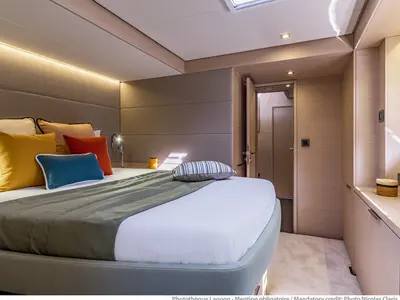 Cabin on DREAM, a Lagoon 55 catamaran at Athens, Greece