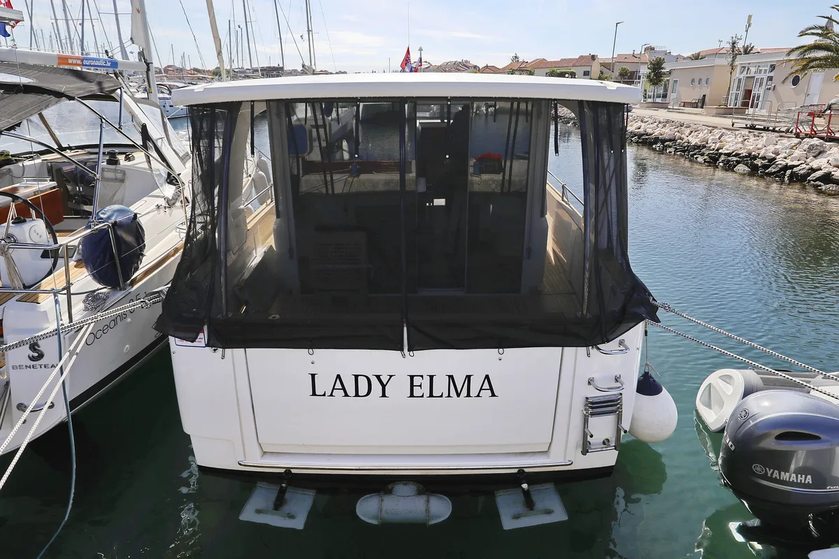 Exterior view of Lady Elma, a Greenline 40 motor yacht at Grad Biograd na Moru, Croatia