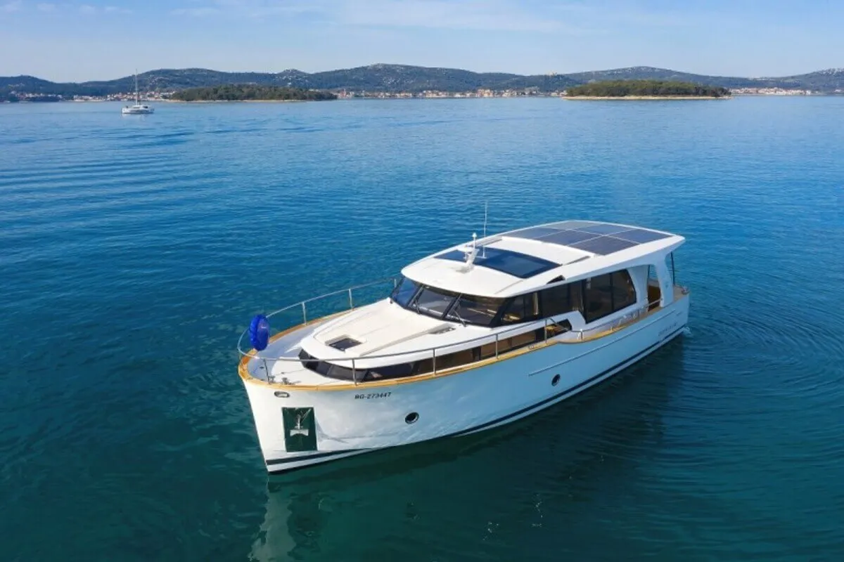 Exterior view of Lady Elma, a Greenline 40 motor yacht at Grad Biograd na Moru, Croatia