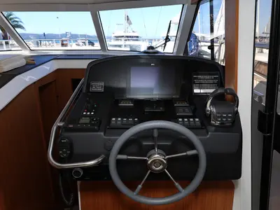 Cockpit of Lady Elma, a Greenline 40 motor yacht at Grad Biograd na Moru, Croatia