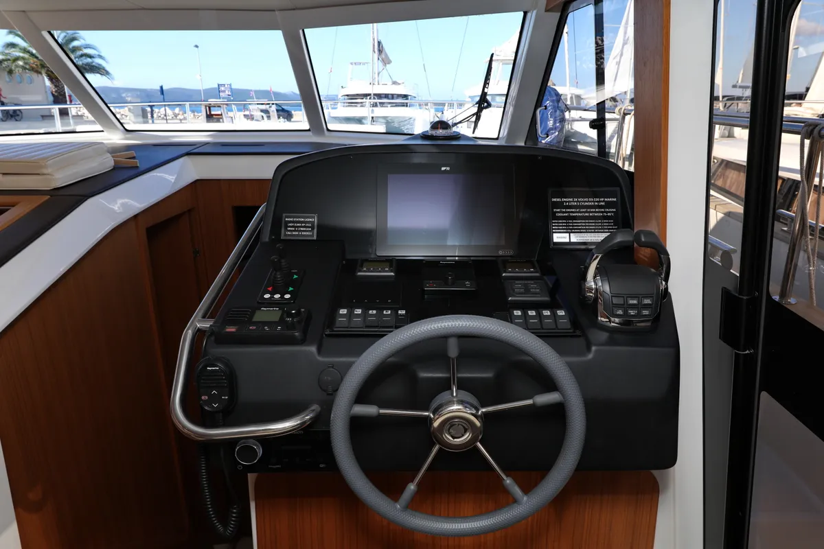 Cockpit of Lady Elma, a Greenline 40 motor yacht at Grad Biograd na Moru, Croatia
