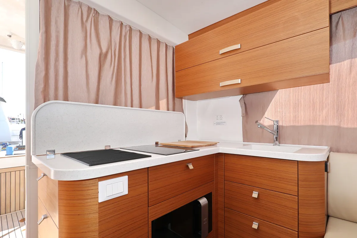 Galley of Lady Elma, a Greenline 40 motor yacht at Grad Biograd na Moru, Croatia
