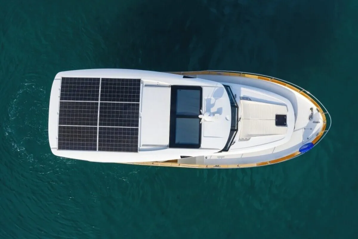 Exterior view of Lady Elma, a Greenline 40 motor yacht at Grad Biograd na Moru, Croatia