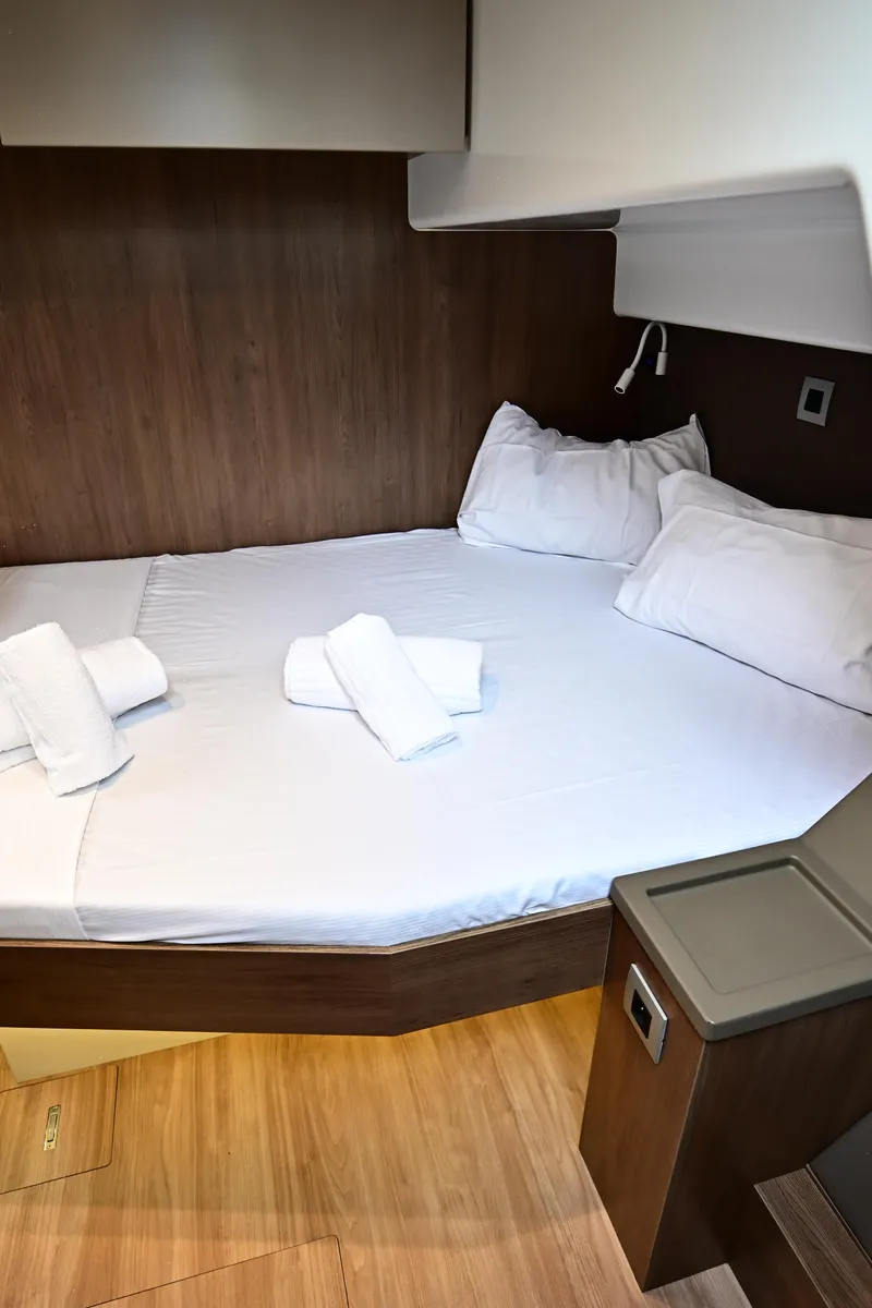 Cabin on Endeavour, a Bali 4.6 catamaran at Tonnarella, Italy