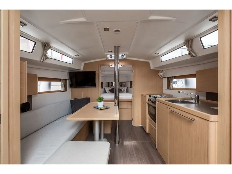 Salon of TEODORA, a Beneteau Oceanis 38.1 sailboat at Dubrovnik, Croatia