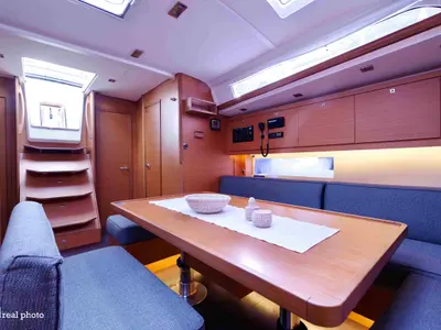 Salon of Fortuna, a Dufour 470 sailboat at Castellammare di Stabia, Italy