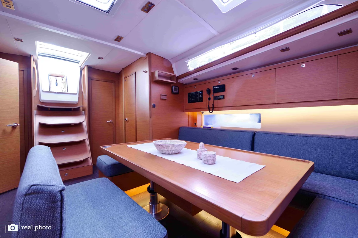 Salon of Fortuna, a Dufour 470 sailboat at Castellammare di Stabia, Italy