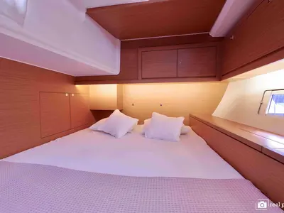 Cabin on Fortuna, a Dufour 470 sailboat at Castellammare di Stabia, Italy