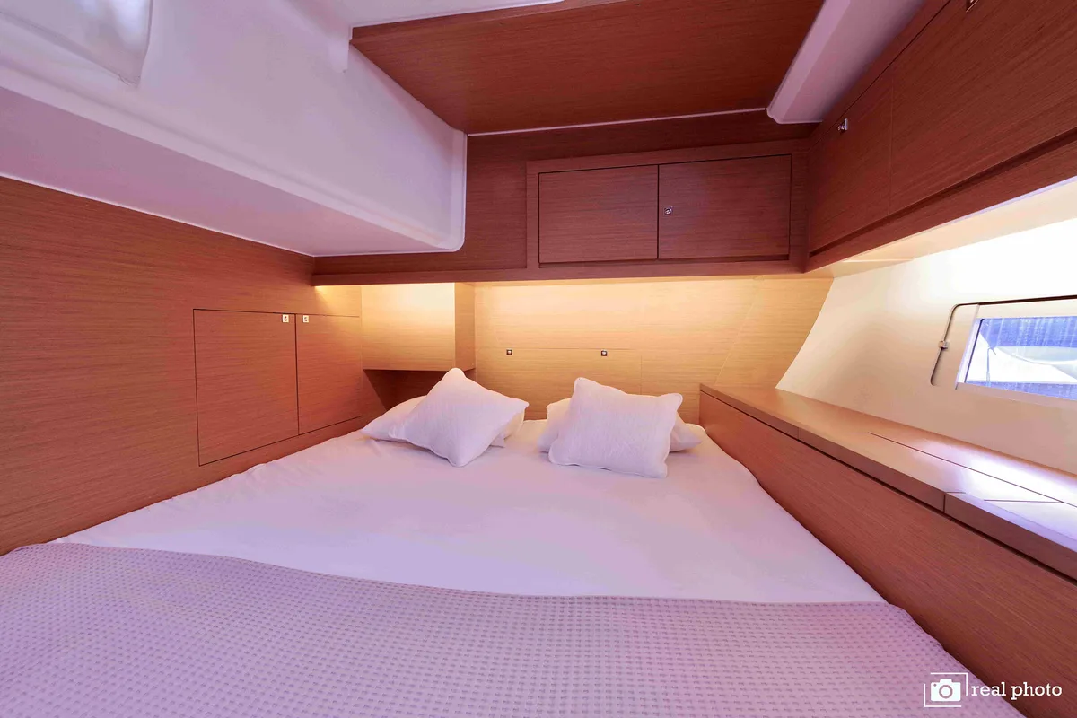 Cabin on Fortuna, a Dufour 470 sailboat at Castellammare di Stabia, Italy