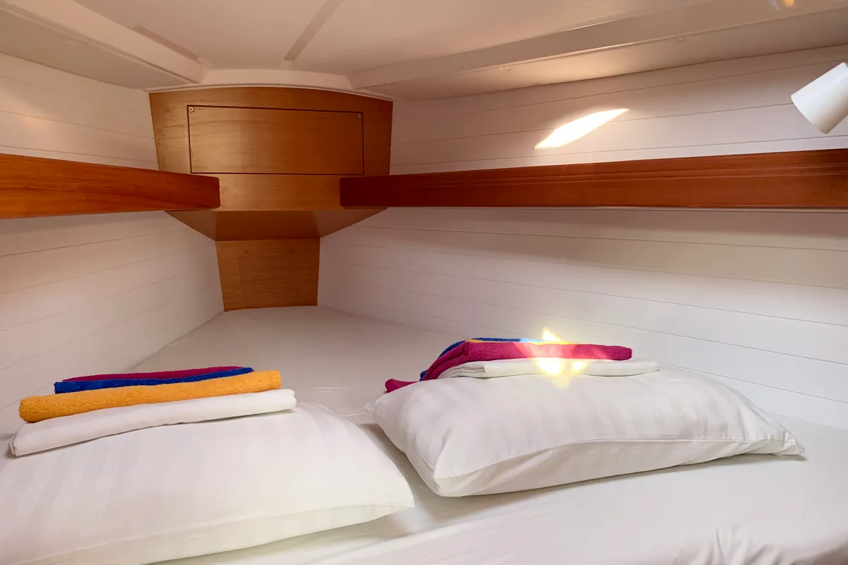 Cabin on Taz, a Bavaria 34 sailboat at Fethiye, Turkey
