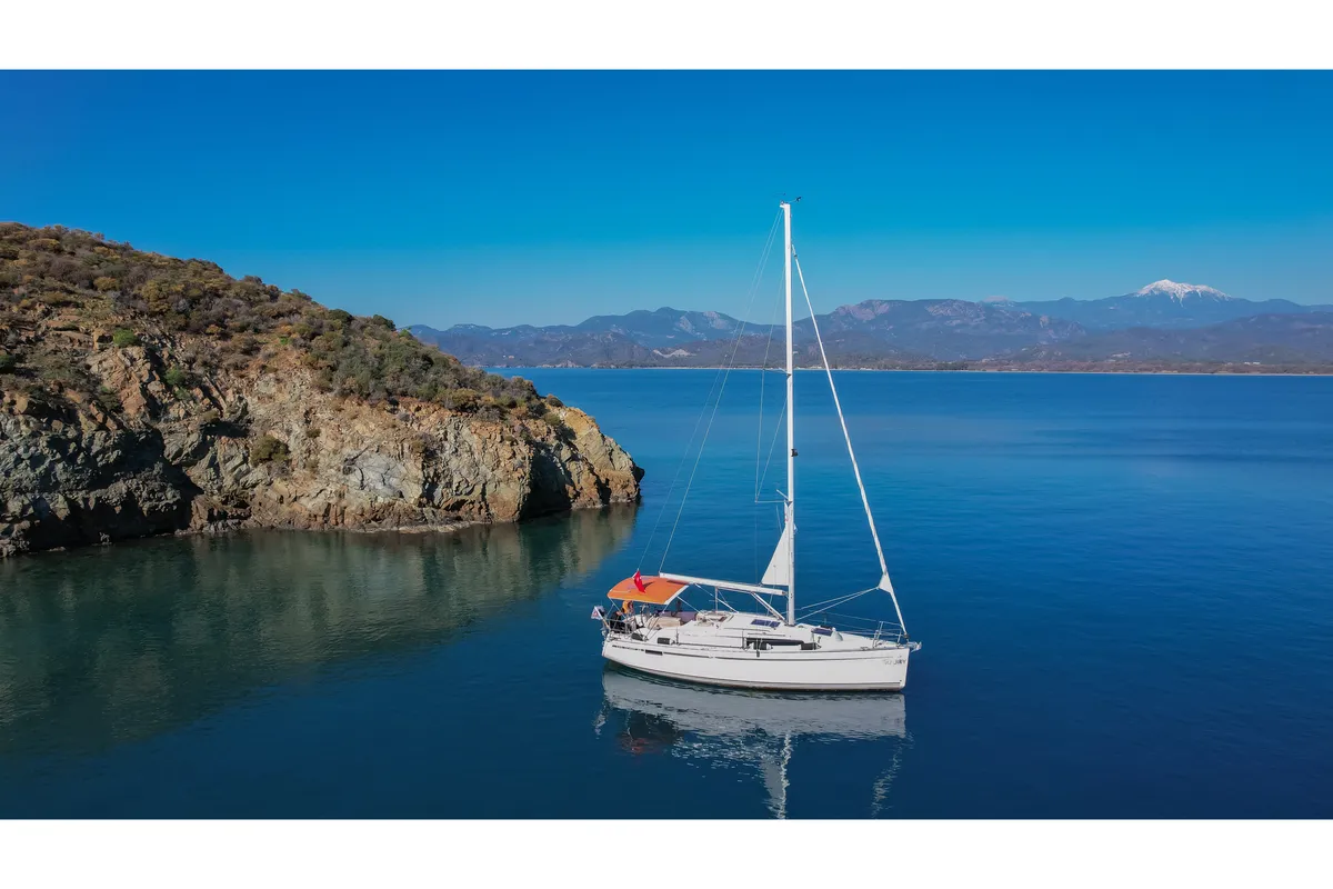 Exterior view of Taz, a Bavaria 34 sailboat at Fethiye, Turkey