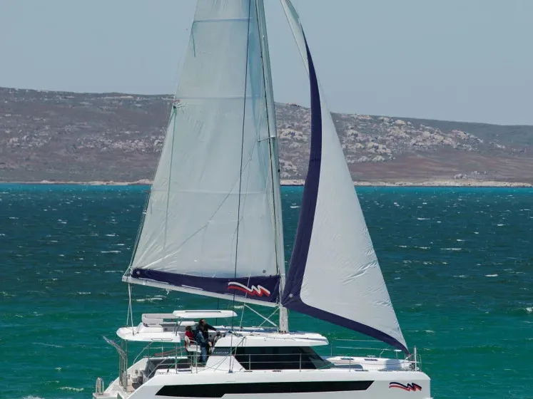 Exterior view of Moorings 4200/4 Exclusive Plus, a Leopard 42 catamaran at Općina Marina, Croatia