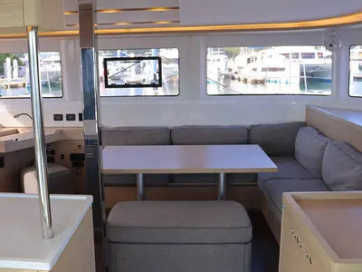Salon of Knot Working, a Lagoon 46 catamaran at Road Town, British Virgin Islands