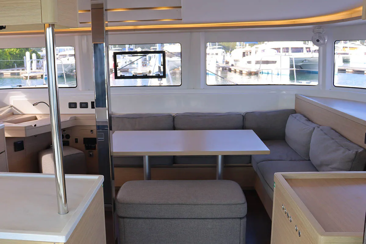Salon of Knot Working, a Lagoon 46 catamaran at Road Town, British Virgin Islands
