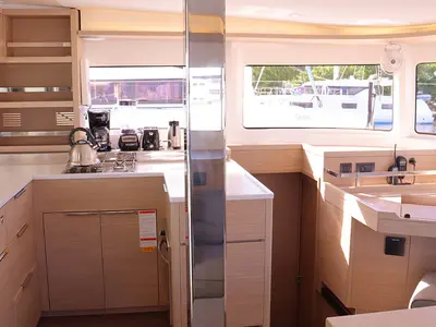 Galley of Knot Working, a Lagoon 46 catamaran at Road Town, British Virgin Islands