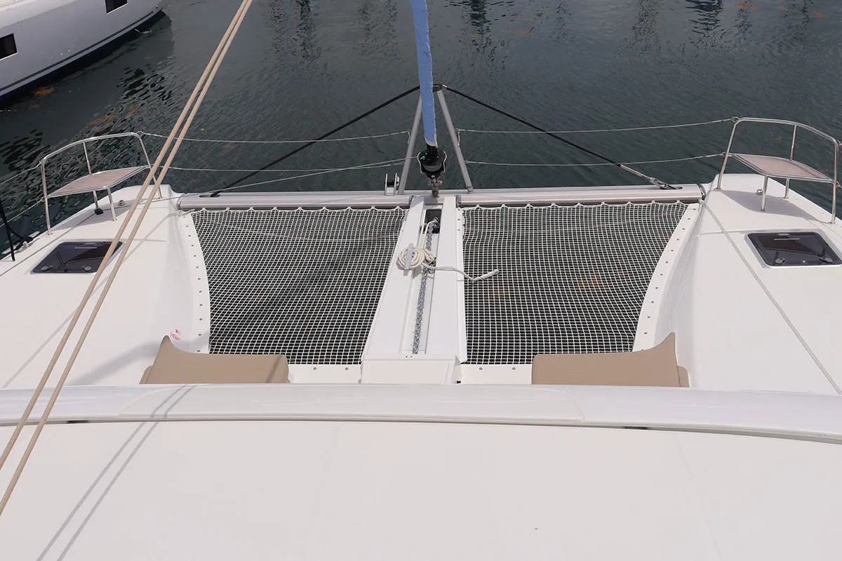 Deck of Knot Working, a Lagoon 46 catamaran at Road Town, British Virgin Islands