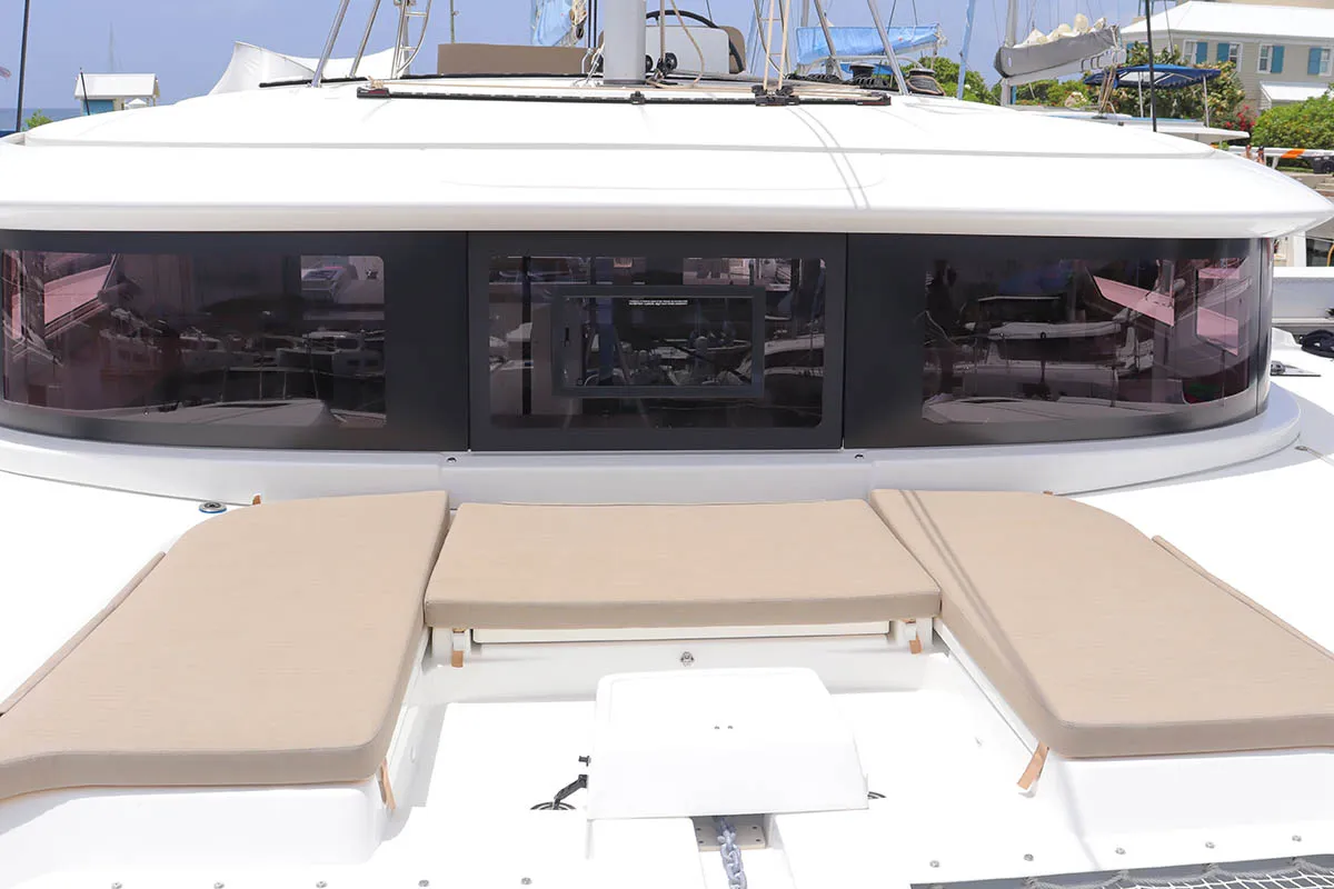 Deck of Knot Working, a Lagoon 46 catamaran at Road Town, British Virgin Islands