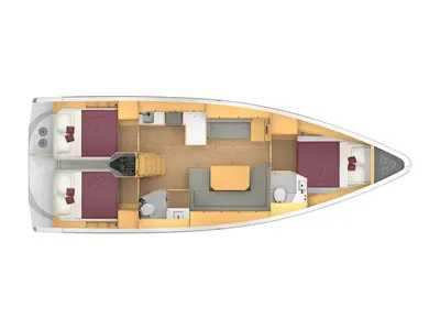 Floor plan of Blackberry, a Bavaria C42 sailboat at Parikia, Greece