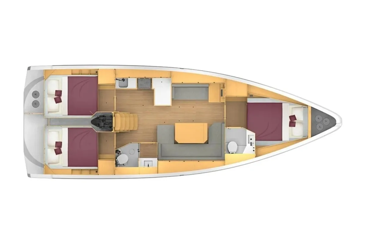 Floor plan of Blackberry, a Bavaria C42 sailboat at Parikia, Greece