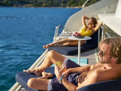 Deck of Amada Mia - CREWED, a Lagoon Sixty 5 catamaran at Split, Croatia