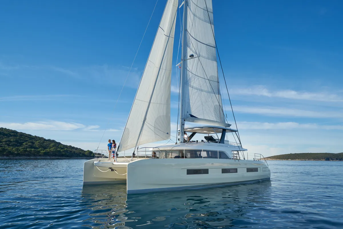 Exterior view of Amada Mia - CREWED, a Lagoon Sixty 5 catamaran at Split, Croatia