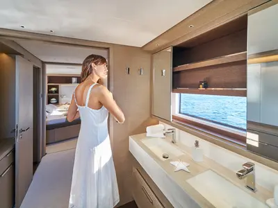 Head on Amada Mia - CREWED, a Lagoon Sixty 5 catamaran at Split, Croatia