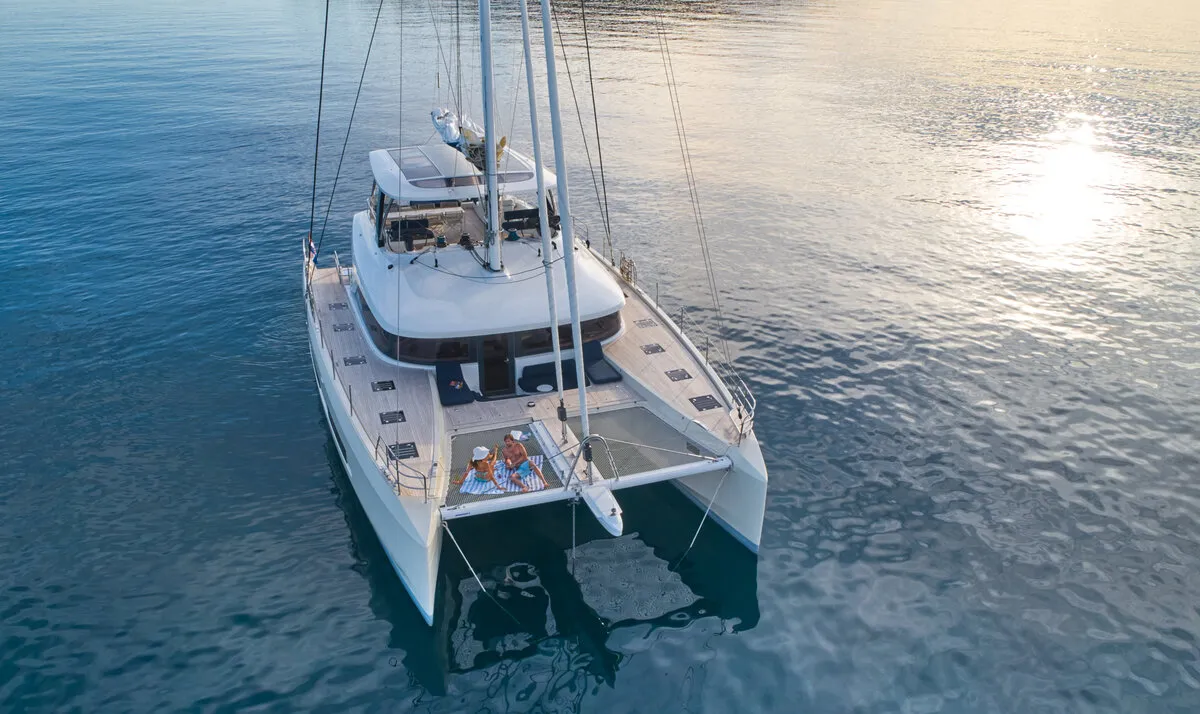 Exterior view of Amada Mia - CREWED, a Lagoon Sixty 5 catamaran at Split, Croatia