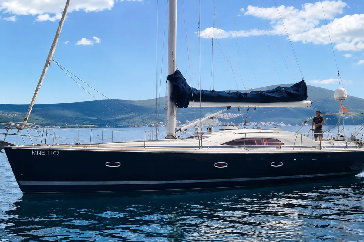 Astra, a Bavaria Vision 50 sailboat at Airport Marina, Montenegro