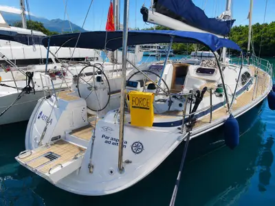 Astra, a Bavaria Vision 50 sailboat at Airport Marina, Montenegro