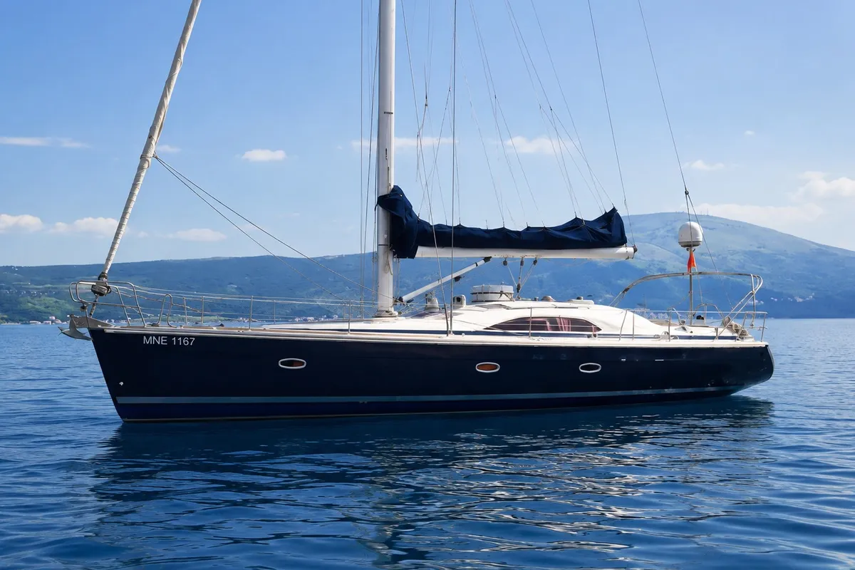 Astra, a Bavaria Vision 50 sailboat at Airport Marina, Montenegro