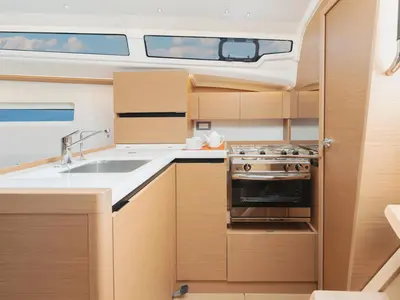 Galley of Luigi, a Jeanneau Sun Odyssey 350 sailboat at Biograd na Moru, Croatia
