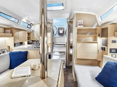 Salon of Oceanis 34.1 Premium, a Beneteau Oceanis 34.1 sailboat at Municipal Unit of Lefkada, Greece