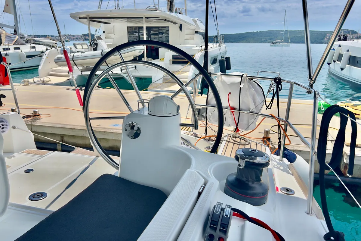 Elena, a Jeanneau Sun Odyssey 479 sailboat at Seget Donji, Croatia