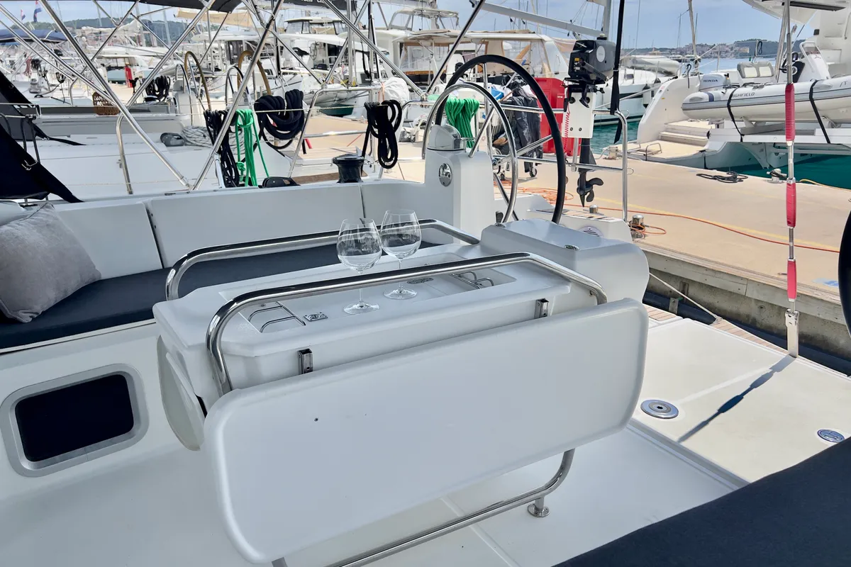 Elena, a Jeanneau Sun Odyssey 479 sailboat at Seget Donji, Croatia