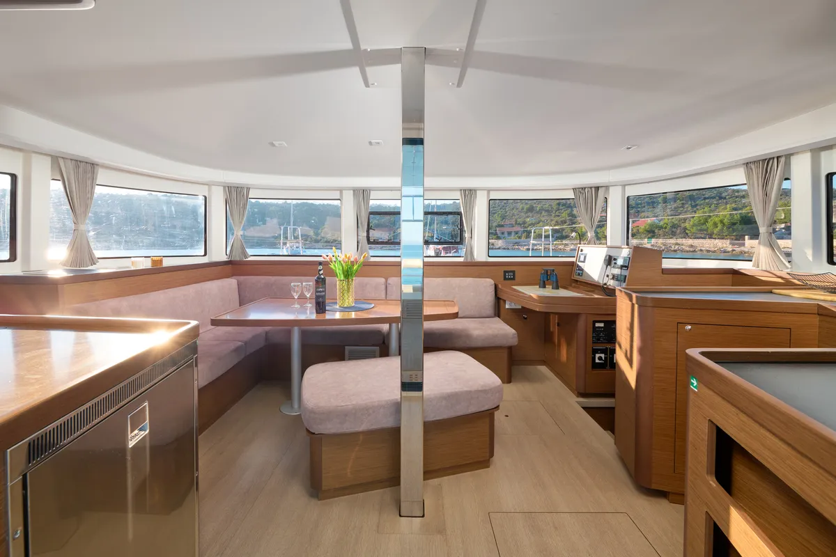 Salon of Barney, a Lagoon 42 catamaran at Trogir, Croatia