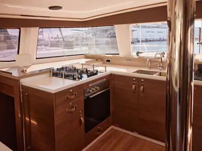 Galley of Libra, a Bali 4.4 catamaran at Marmaris, Turkey