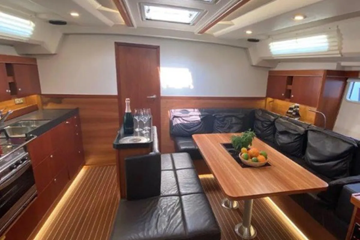 Salon of Wrungel, a Hanse 505 sailboat at Grad Rovinj, Croatia