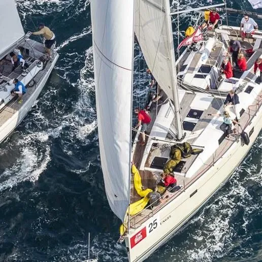 Deck of Wrungel, a Hanse 505 sailboat at Grad Rovinj, Croatia