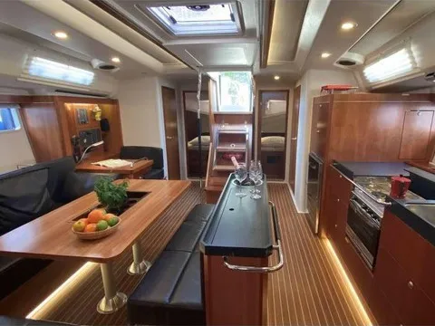 Salon of Wrungel, a Hanse 505 sailboat at Grad Rovinj, Croatia