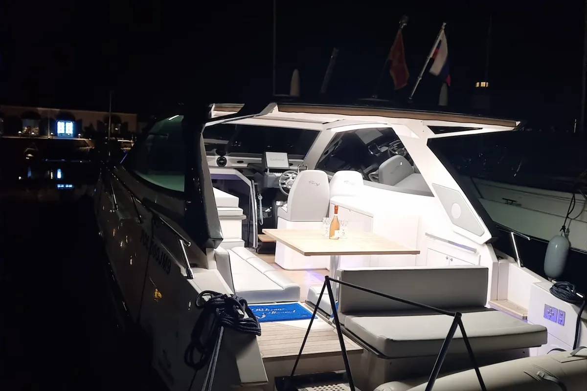 Vador, a Rio Yachts Parana 38 motorboat at Grad Šibenik, Croatia