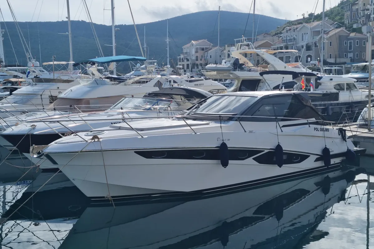 Vador, a Rio Yachts Parana 38 motorboat at Grad Šibenik, Croatia