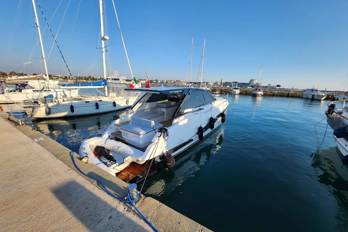 Vador, a Rio Yachts Parana 38 motorboat at Grad Šibenik, Croatia