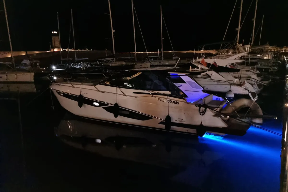 Vador, a Rio Yachts Parana 38 motorboat at Grad Šibenik, Croatia