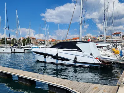 Vador, a Rio Yachts Parana 38 motorboat at Grad Šibenik, Croatia