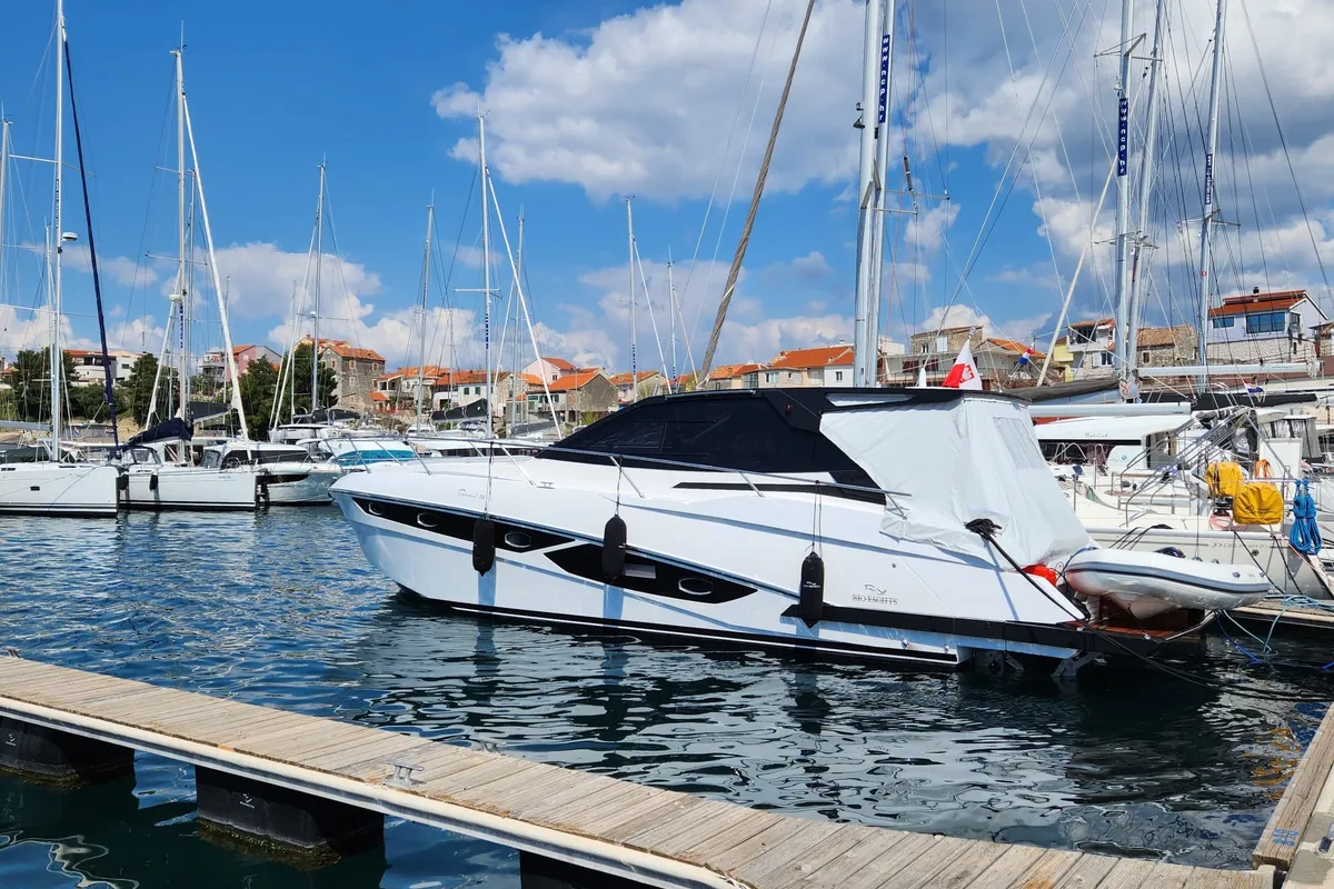 Vador, a Rio Yachts Parana 38 motorboat at Grad Šibenik, Croatia