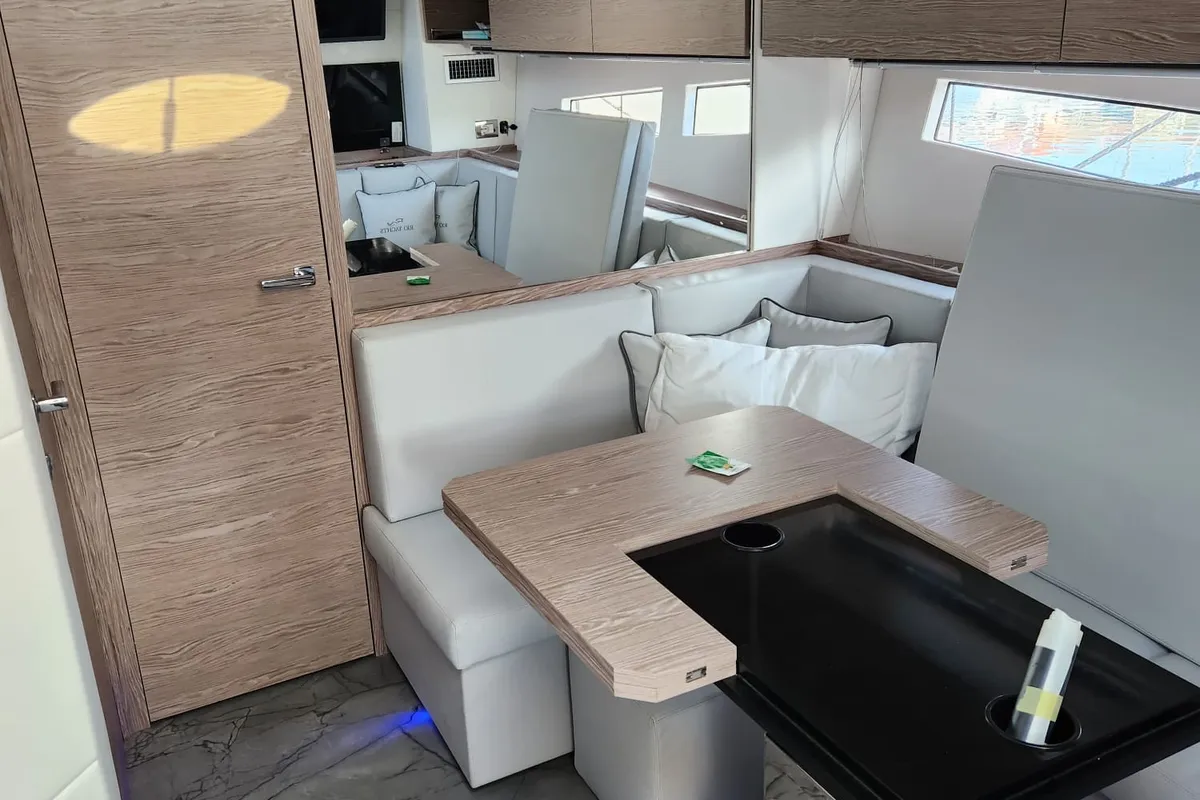 Vador, a Rio Yachts Parana 38 motorboat at Grad Šibenik, Croatia