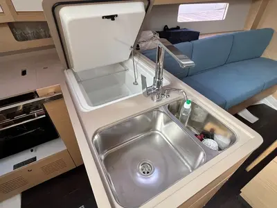 Galley of Evren, a Dufour 37 sailboat at La Rochelle, France